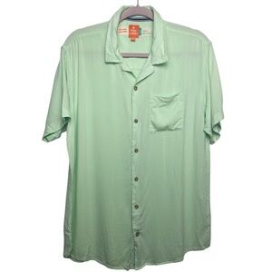 Free Planet Mint Green Viscose Button Front Shirt XL Short Sleeve